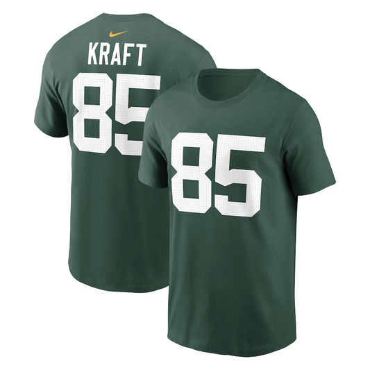 Men's Green Bay Packers Tucker Kraft Nike Green Player Name & Number T-Shirt