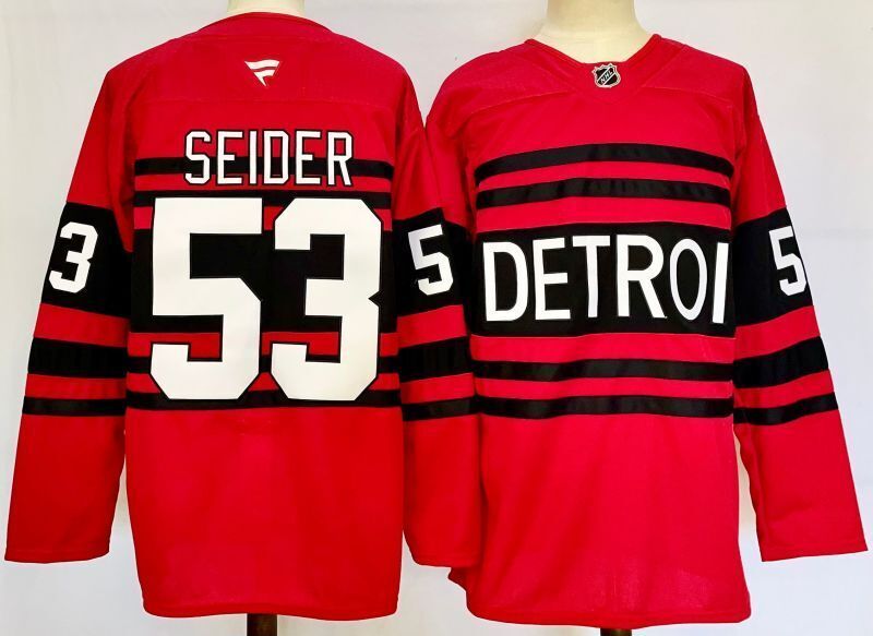 Men's Detroit Red Wings Moritz Seider #53  Red Player Jersey