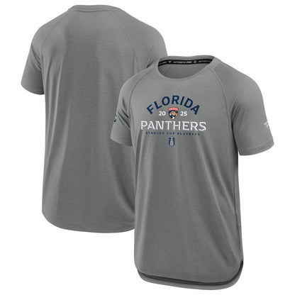 Men's Florida Panthers Fanatics Heather Gray 2025 Stanley Cup Playoffs Authentic Pro Rink Performance T-Shirt
