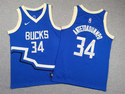 Youth Giannis Antetokounmpo Milwaukee Bucks #34 City Edition Embroidered Jersey