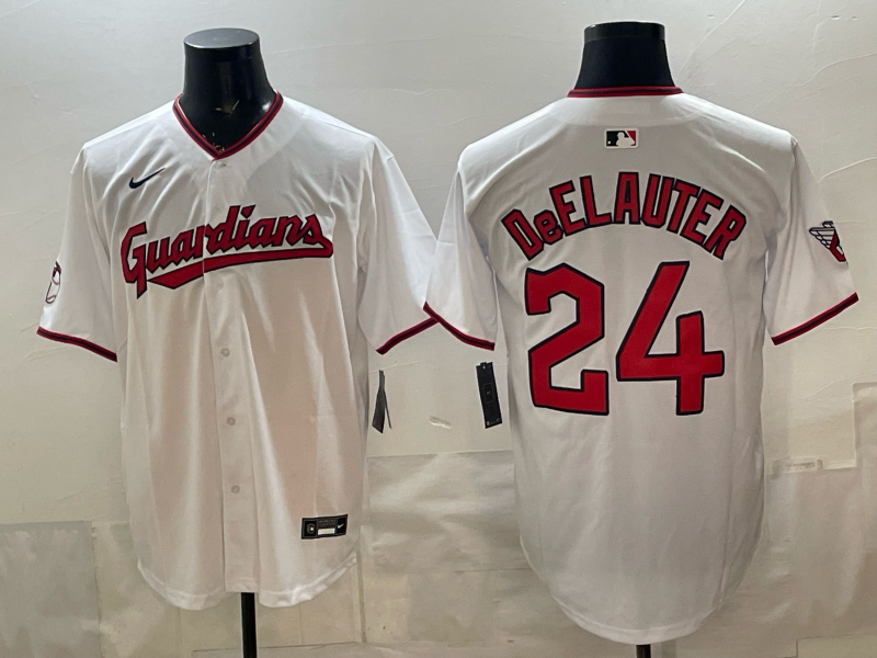 Men's Cleveland Guardians Chase DeLauter #24 White Home Limited Player Jersey