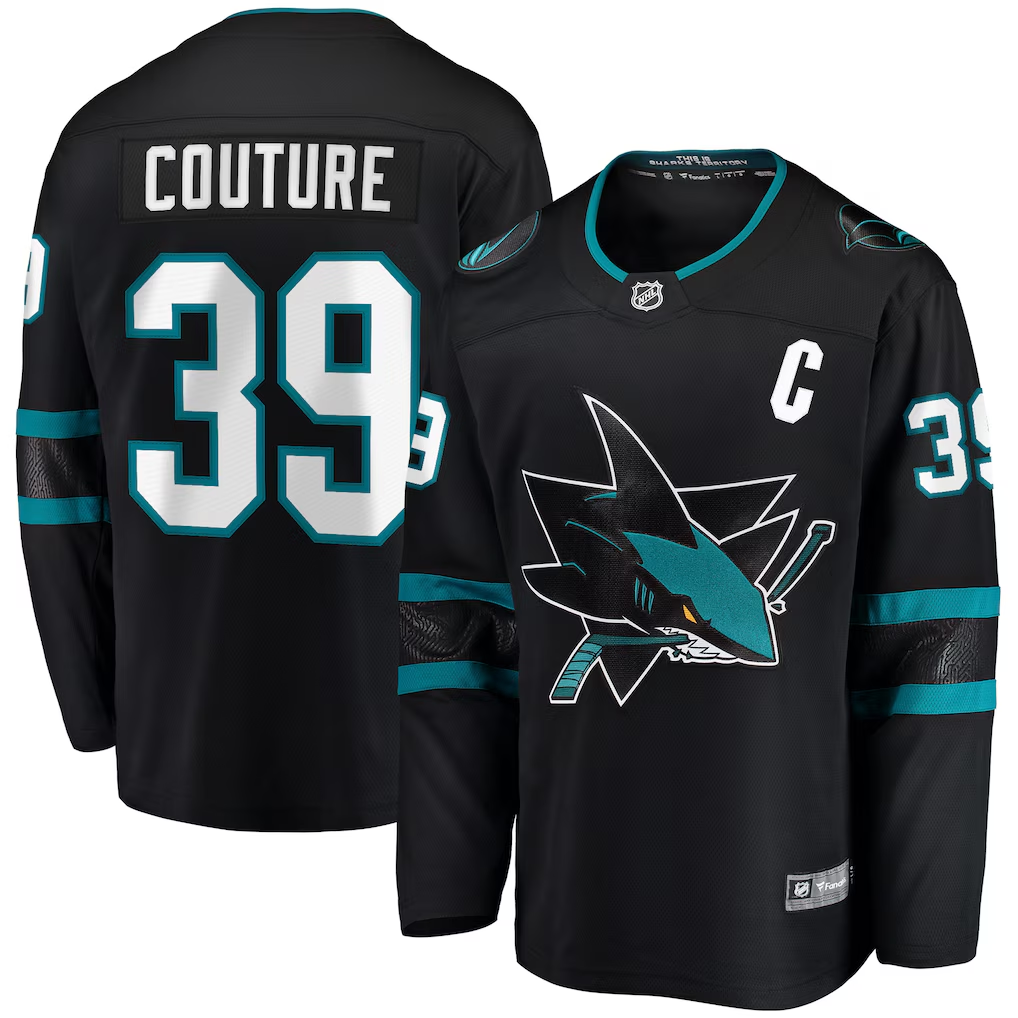 Men's San Jose Sharks Logan Couture #39 Black Alternate Breakaway Jersey