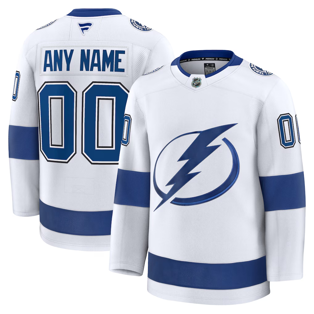 Men's Tampa Bay Lightning White Away Premium Custom Jersey