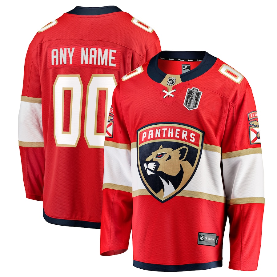 Men's Florida Panthers Fanatics Red 2025 Stanley Cup Final Home Breakaway Custom Jersey