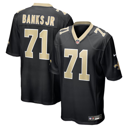 Men's New Orleans Saints Kelvin Banks Jr. Nike Black 2025 NFL Draft First Round Pick Game Jersey