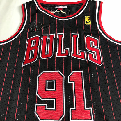 Chicago Bulls Dennis Rodman 91 Black Thorwback Jersey