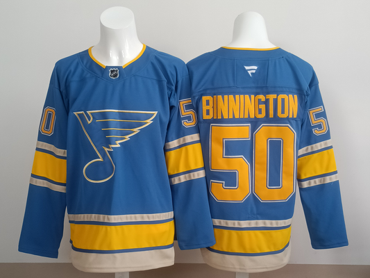 Men's St. Louis Blues Jordan Binnington #50 Blue Home Premium Player Jersey