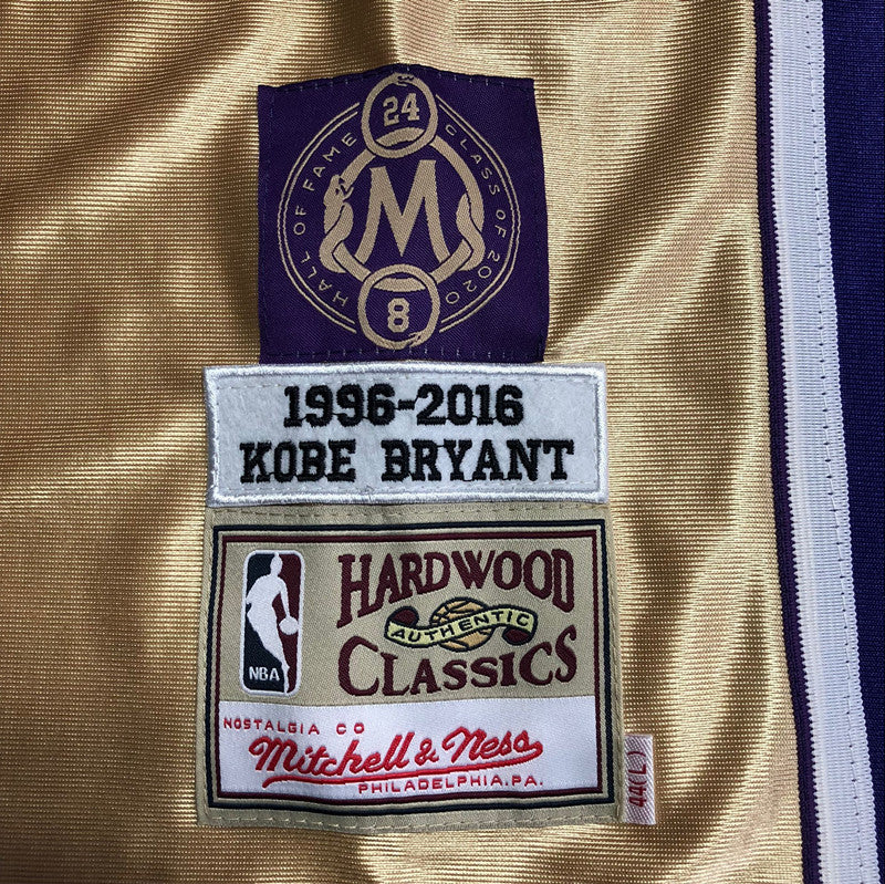 Kobe Bryant 1996-2016 Hall of Fame Gold Fully Embroidered 8# Jersey