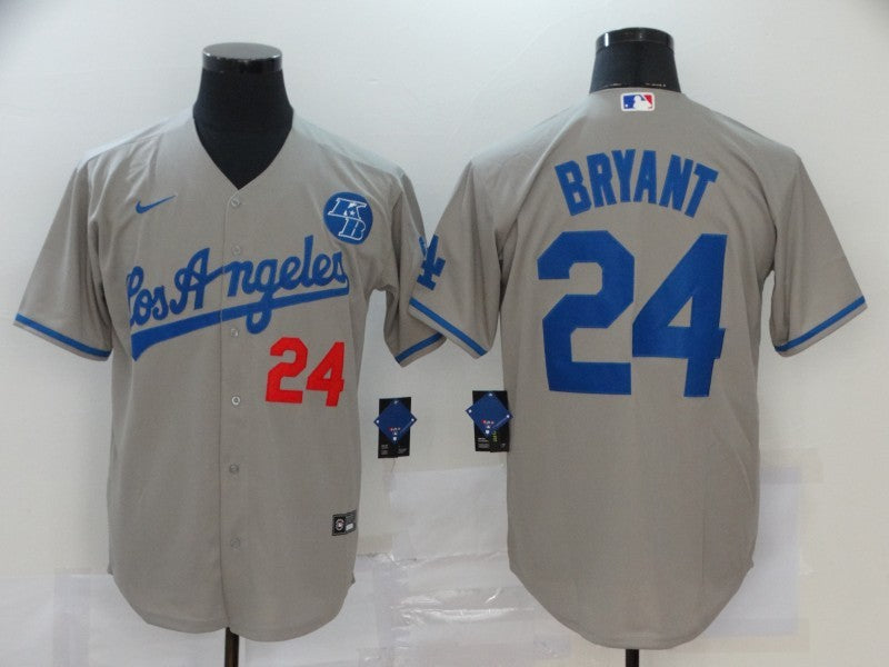 Men's Los Angeles Dodgers Kris Bryant #24 Gray Replica Baseball Jersey