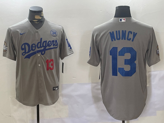 Men's Los Angeles Dodgers Max Muncy #13 Gray Game Player Jersey
