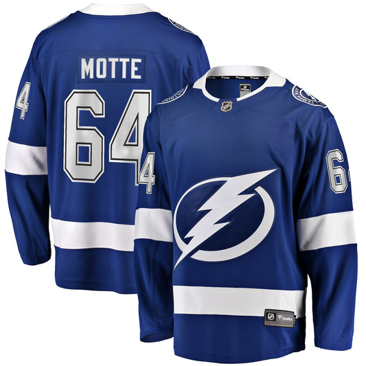 Men's Tampa Bay Lightning Tyler Motte #64 Blue Home Breakaway Player Jersey