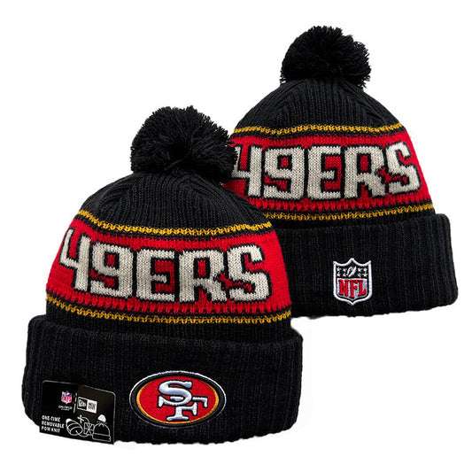 San Francisco 49ers Pom Knit Hat-Black
