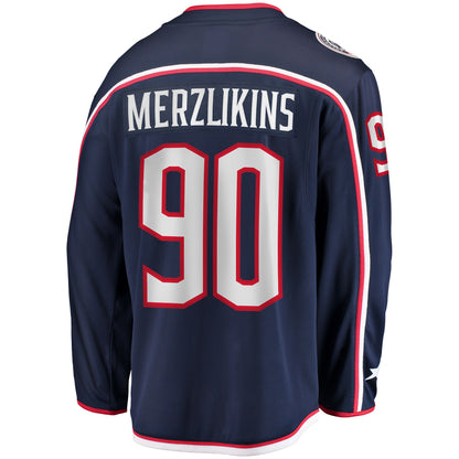 Elvis Merzlikins Columbus Blue Jackets   Home Breakaway  Jersey - Navy