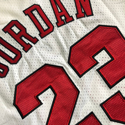 Michael Jordan Chicago Bulls 23 White -Retro Dense Embroidery
