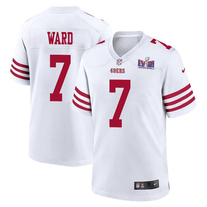 Charvarius Ward 7 San Francisco 49ers Super Bowl LVIII Patch Game Men Jersey - White