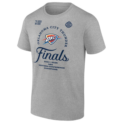 Men's Oklahoma City Thunder Fanatics Heather Gray 2025 Western Conference Champions Locker Room T-Shirt