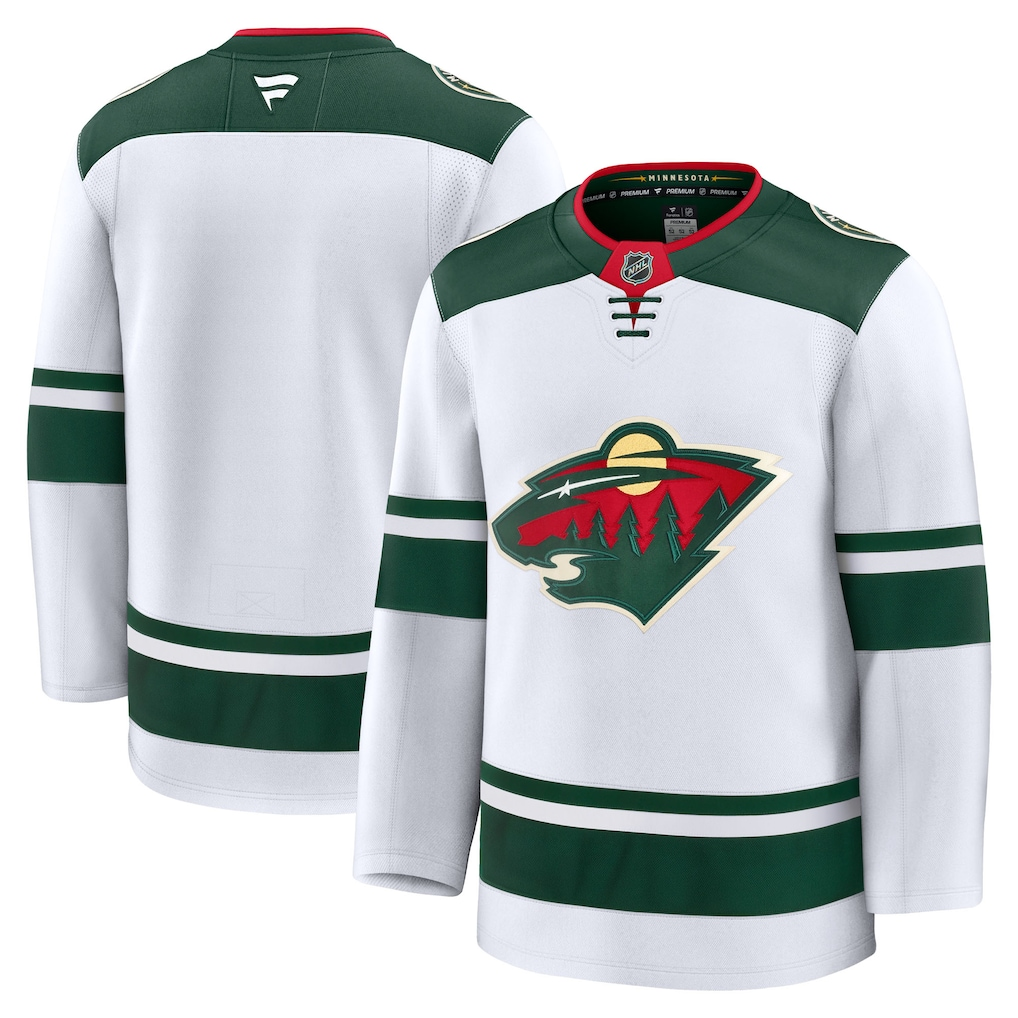 Men's Minnesota Wild  White Away Premium Blank Jersey