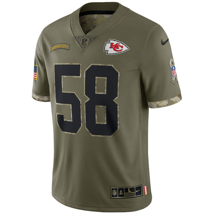 Derrick Thomas Kansas City Chiefs Salute To Service Retired Player Limited Jersey - Olive