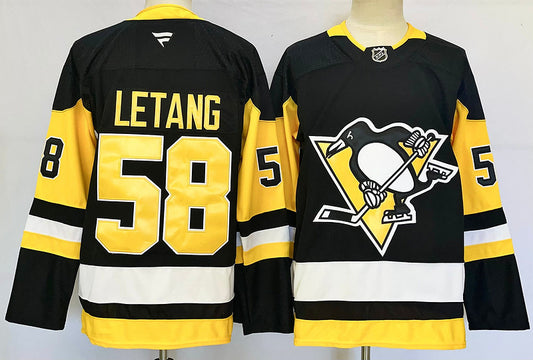 Men's Pittsburgh Penguins Kris Letang #58 Black Home Breakaway Jersey