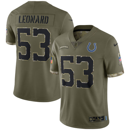 Shaquille Leonard Indianapolis Colts Nike Salute To Service Limited Jersey - Olive