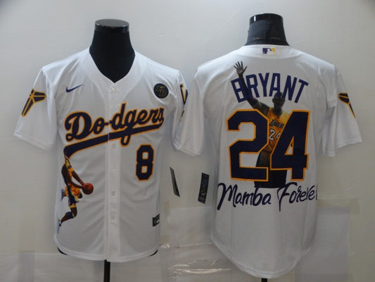 Men's Los Angeles Dodgers Kris Bryant #8-24 White Replica Game Jersey