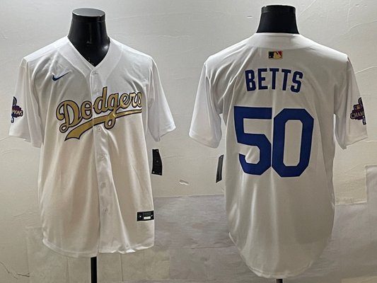 Men's Los Angeles Dodgers Mookie Betts White Player Game Jersey