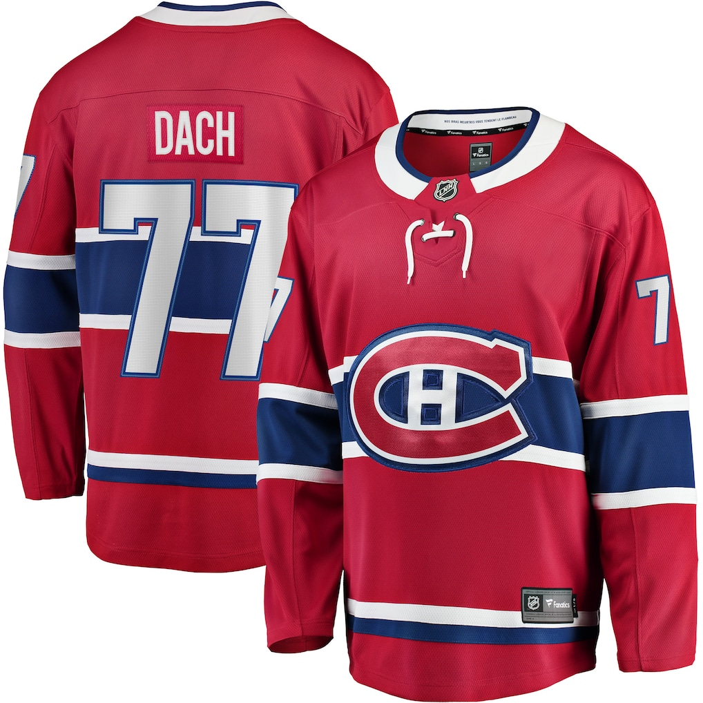 Men's Montreal Canadiens Kirby Dach #77  Red Home Breakaway Player Jersey