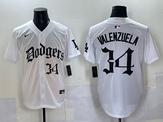 Men's Los Angeles Dodgers Fernando Valenzuela #34 White Alternate Player Jersey