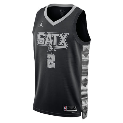 Maglia Jordan Brand Statement Edition Swingman dei San Antonio Spurs, prima scelta al Draft NBA 2025 - Nera - Dylan Harper - Unisex
