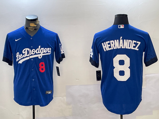Men's Los Angeles Dodgers Enrique Hernandez #8 Royal City Connect Replica Game Jersey