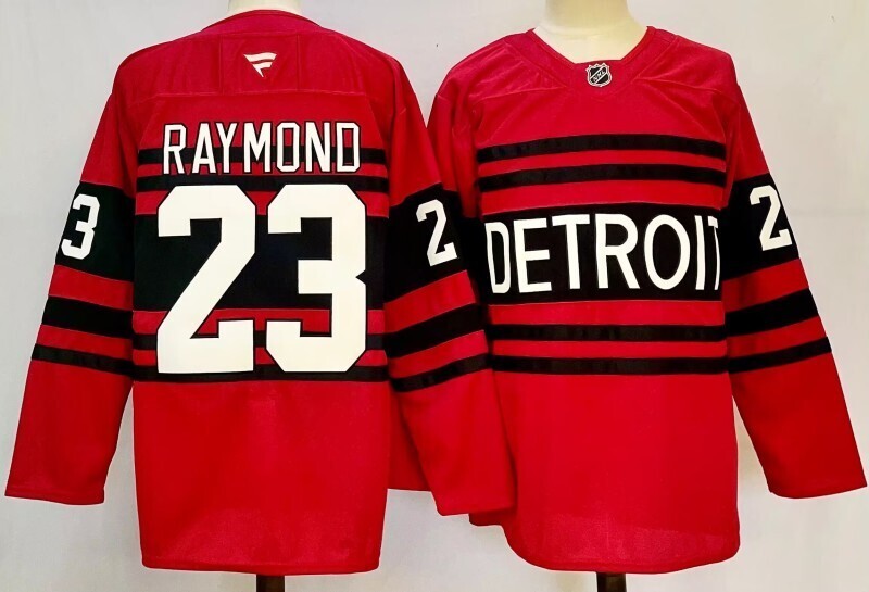 Men's Detroit Red Wings Lucas Raymond #23  Red Player Jersey