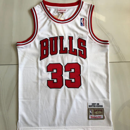 Chicago Bulls Scottie Pippen 33 White Thorwback Jersey