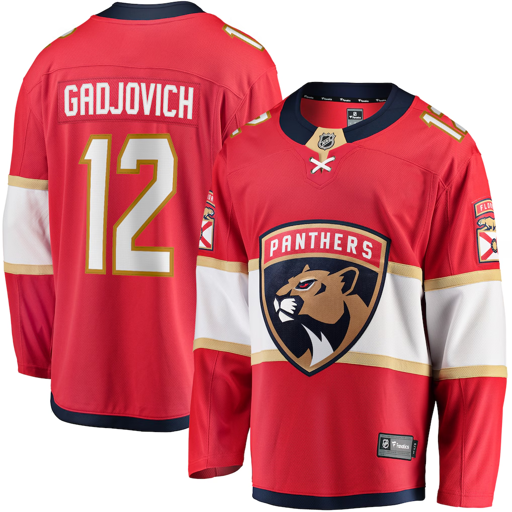 Men's Florida Panthers Jonah Gadjovich #12  Red Player Jersey