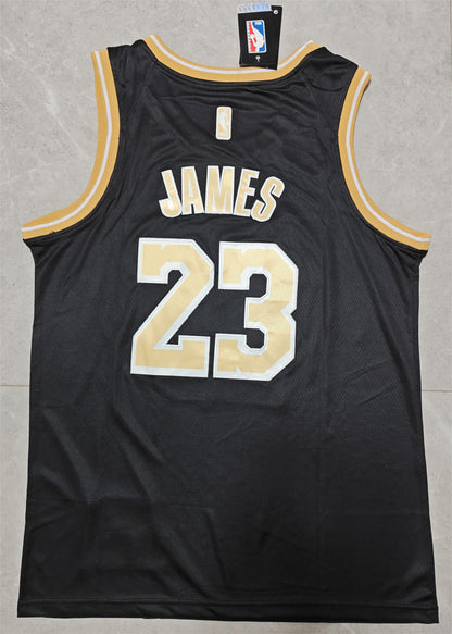 24 Lakers #23 James black and gold jersey