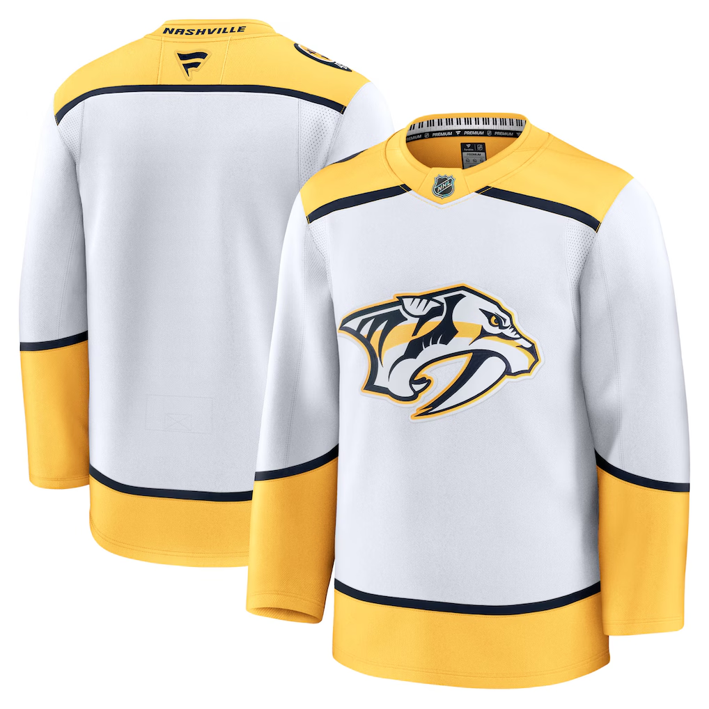 Men's Nashville Predators  White Away Premium Blank Jersey