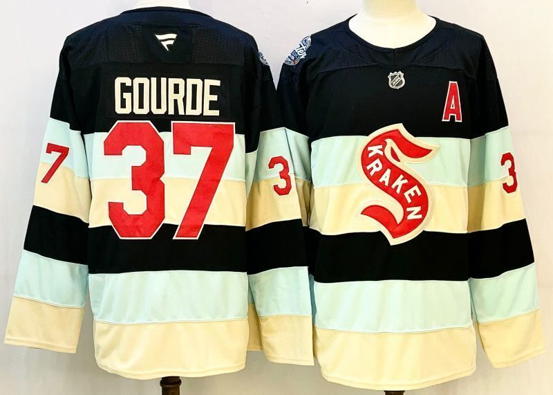 Men's Seattle Kraken Yanni Gourde #37 Blue Player Jersey