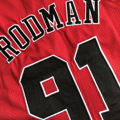 Chicago Bulls Dennis Rodman 91 Red Jersey