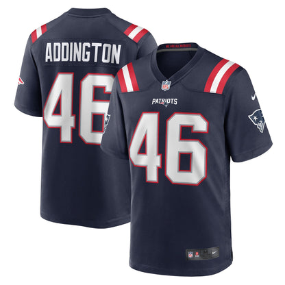 Tucker Addington New England Patriots Nike Home Game   Jersey - Navy