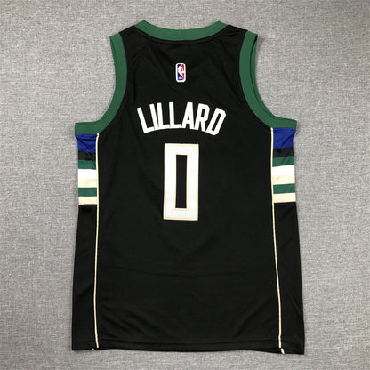 Youth Damian Lillard Milwaukee Bucks #0  Embroidered Jersey