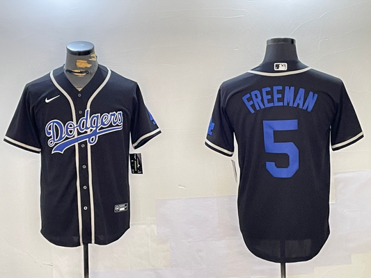Men's Los Angeles Dodgers Freddie Freeman #5 Black Alternate Replica Player Jersey