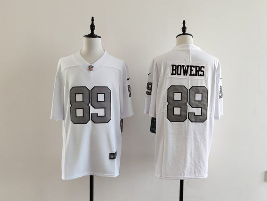 Men's Oakland Raiders Brock Bowers Jersey -  White-Silver Numbers