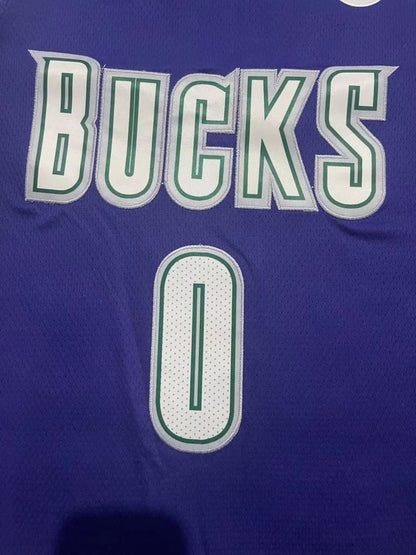 Damian Lillard #0 Milwaukee Bucks Stitched Purple 2023-2024 seasonJersey