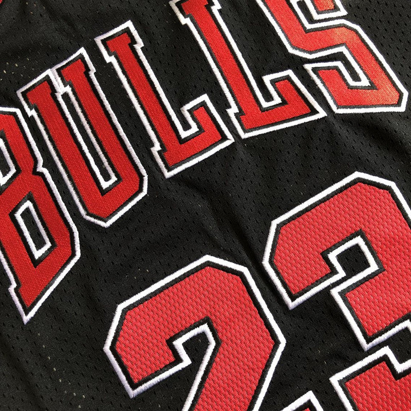 Michael Jordan Chicago Bulls 23 Black -Retro Dense Embroidery