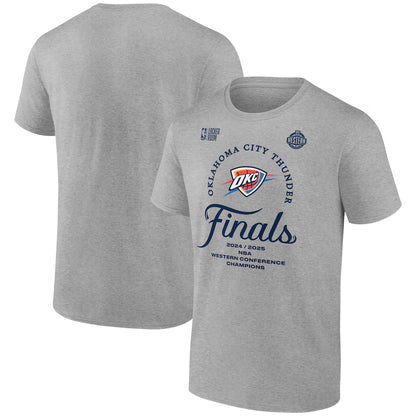 Men's Oklahoma City Thunder Fanatics Heather Gray 2025 Western Conference Champions Locker Room T-Shirt