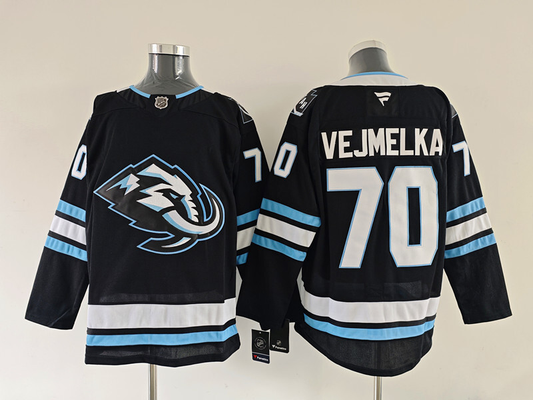 Men's Utah Mammoth Karel Vejmelka #70 Black Player Game Jersey