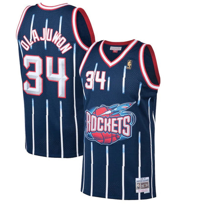 Houston Rockets Hakeem Olajuwon #34 1996-97 Throwback — Embroidered Jersey