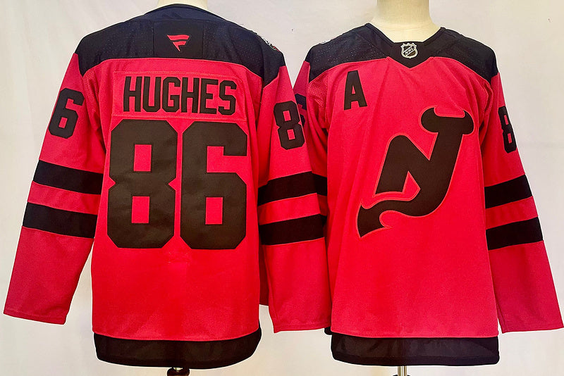 Men's New Jersey Devils Jack Hughes #86  Red Jersey