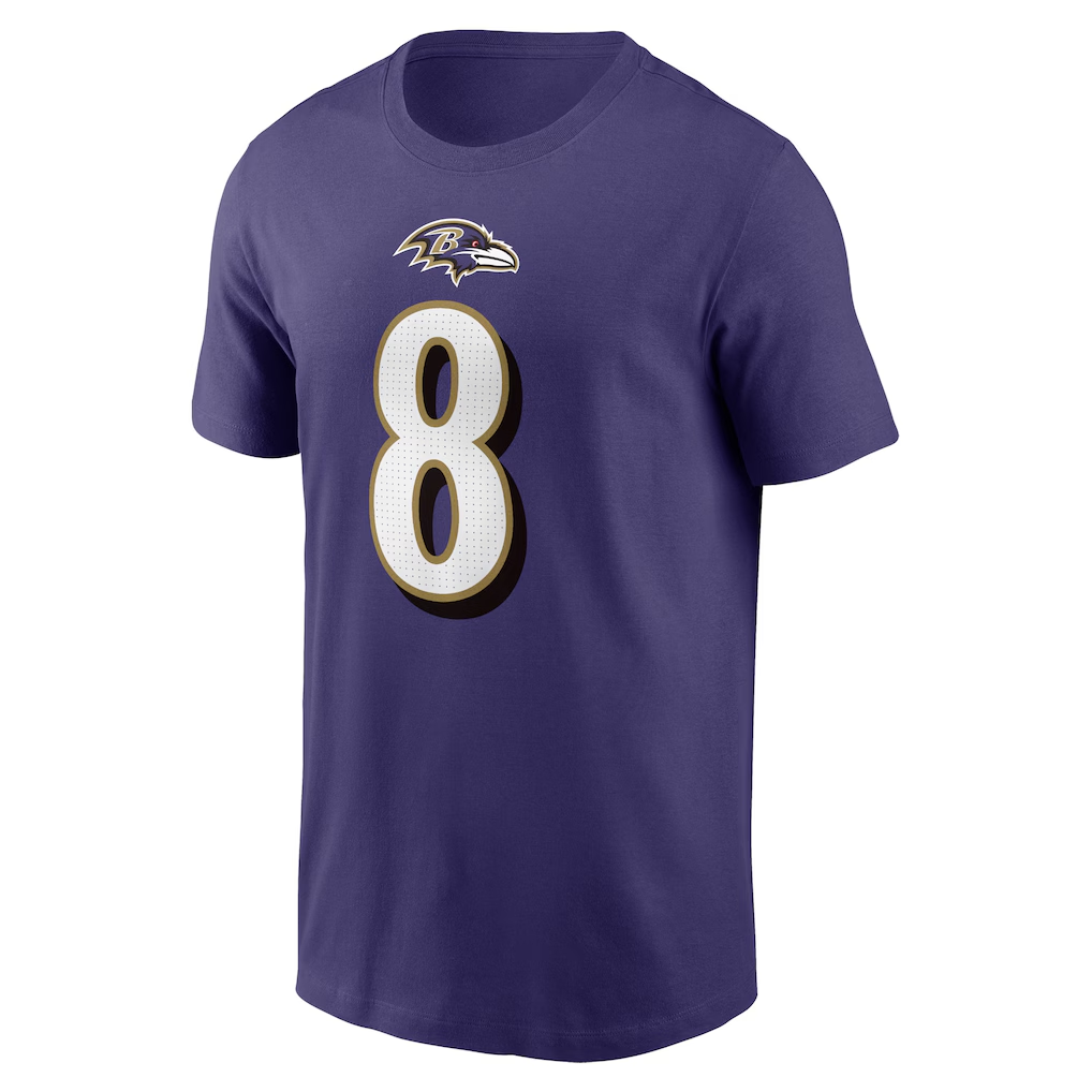 Men's Baltimore Ravens Lamar Jackson Nike Purple Player Name & Number T-Shirt