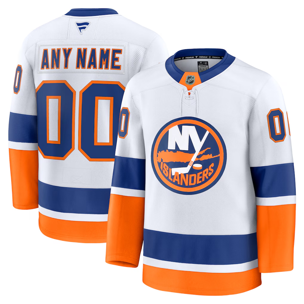 Men's New York Islanders  White Away Premium Custom Jersey