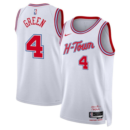 Men's 2023-24 City Edition Houston Rockets Jalen Green #4 White 2023-2024 season Jersey